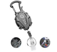 Autonomier 1Pack Heavy Duty Retractable Keychain, Tactical ID Badge Reel Carabiner Clip with Magnetic Closure for Men, Unbreakable Sandwich Construction with 31" Dyneema Cord, Bearing 25oz