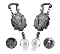 Autonomier 2Pack Heavy Duty Retractable Keychain, Tactical ID Badge Reel Carabiner Clip with Magnetic Closure for Men, Unbreakable Sandwich Construction with 31" Dyneema Cord, Bearing 25oz