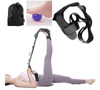 Autonomier Foot and Calf Stretcher, Leg Stretcher, Hamstring Stretcher | Stretching Strap For Plantar Fasciitis, Heel Spurs, Foot Drop, Achilles Tendonitis, Included Bag and Massage Ball (Black)