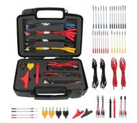 AUTOOL 48PCS Silicone Multimeter Test Leads Kit with Replaceable Wire Piercing Probes,Alligator Clips,32A/1000V Test Hook Clips,Banana Plug Connectors,Jumpers,Test Tweezer for Electrical Multimeter