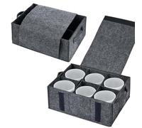 AUTOPICAMP Caravan Mug Storage Cup, Glass Felt Holder Tableware Storage Felt Bag with Dividers 6 Crystal Glassware for Motorhome Cupboard Glass Mug Kitchen Organiser Accessories