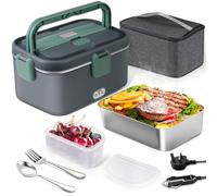 AUTOPkio Electric Lunch Box 1.8L 80W, 12V/24V/220V Upgraded Large Heated Lunchbox Heating Food Warmer with Carry Bag Fork Spoon for Car Truck Office