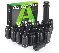 AUTOPTIM 1/2-20 23PCS Lug Nuts - Replacement for 1987-2018 Jeep Wrangler JK, 2002-2012 Liberty, 1993-2010 Grand Cherokee Aftermarket Wheel, 17mm Hex, Black Closed End Short Nuts with Socket Key