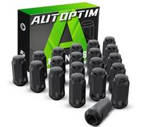 AUTOPTIM 1/2-20 Lug Nuts - Replacement for Ford Explorer Jeep Grand Cherokee Wrangler Liberty Commander Lincoln MKX and More Black 20PCS Aftermarket Wheel One Piece Closed End Long Nut