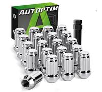 AUTOPTIM 20pcs 1/2-20 Spline Lug Nuts - Replacement for 1987-2018 Jeep Wrangler, 2002-2012 Jeep Liberty, 1993-2010 Jeep Grand Cherokee Aftermarket Wheel Chrome Closed End Lug Nuts with 1 Socket Key
