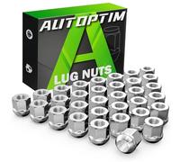AUTOPTIM 9/16-18 Open End Lug Nuts - Replacement 2002-2010 Dodge Ram 1500, Ram 2500 3500, 2005-2011 Dakota, 2004-2009 Durango Aftermarket Wheel, Silver Chrome 32PCS Acorn Bulge Anti-Rust Tire Nuts