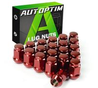 AUTOPTIM M12x1.5 Red Lug Nuts - Replacement for Ford 2006-2019 Fusion, 2000-2019 Focus, 2001-2019 Escape, Red Conical 19mm Hex 1.38" Tall 20pcs One-Piece Design Closed End Lug Nuts