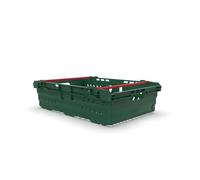 AUTORCE 10/30/50 Pcs Euro Industrial Boxes, Attached Lid Container, Foldable Collapsing Stacking Box, Nesting Crate Ventilated Box With Bale Arm (BALE ARM BOX 40 LT - 40x60x17, 10 PCS GREEN)