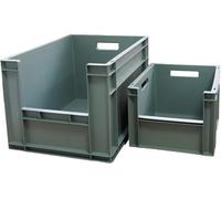 AUTORCE Standard Euro Industrial Plastic Storage Boxes - Heavy Duty Container Crate (63 lt - 400 x 600 x 340 mm, Grey)