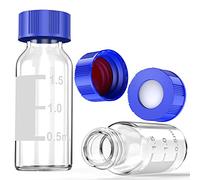 Autosampler Vials, 100 Pcs Sample Vials 2ml HPLC Vials 9-425 Vial Clear Glass Bottles with Write-on Spot and Graduations and 100 Pcs 9mm Blue ABS Screw Caps by Ks-Tek