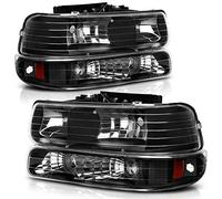 AUTOSAVER88 Headlight Assembly Compatible with 1999-2002 Chevy Silverado 1500 2500/2001-2002 Chevy Silverado 1500HD 2500HD 3500/2000-2006 Tahoe Suburban 1500 2500 Headlamp with Bumper Lights