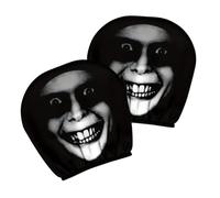 Autositz Pillow Cover - Black Universal Stretch Funny Halloween Design | Soft Headrest Protection for Passengers Taxi Family Van Commuter Daily Life