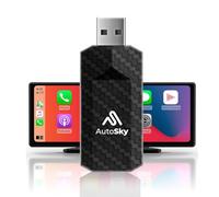 AutoSky Wireless CarPlay Adapter 2023 Pro Slim Edition - Smallest Latest and Fastest Wireless CarPlay Adapter - Factory Wired CarPlay Cars - USB-A and USB-C Cable - Wired