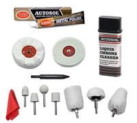 Autosol Chrome & Metal Polishing Buffing Kit Liquid Chrome & Metal Polish Paste 3" x 1/2" Polishing Wheels