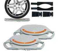 AUTOSOLO Low Profile Wheel Alignment Turn Plates - 4,000 kg Capacity Per Plate, Brass Dial Measurements and Bonus Accessories - For At-Home Car Alignment Kits
