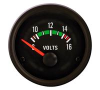 AutoStyle Performance Instrument Black Voltmeter Gauge 8-16 Volt 52mm