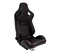 AutoStyle Sport seat 'AK' - Black Synthetic leather + Red stitching - Dual-side reclinable back-rest - incl. slides