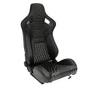 Sport seat 'AK' - Black Synthetic leather + SIlver stitching - Dual-side reclinable back-rest - incl. slides