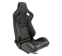 Sport seat 'AK' - Black Synthetic leather + Yellow stitching - Dual-side reclinable back-rest - incl. slides