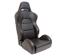 AutoStyle Sport seat 'Eco' - Black Synthetic leather + Red stitching - Left-side reclinable back-rest - incl. slides