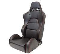 AutoStyle Sport seat 'Eco' - Black Synthetic leather + Red stitching - Right-side reclinable back-rest - incl. slides