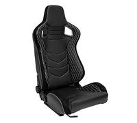 AutoStyle Sport seat 'JW' - Black Synthetic leather + SIlver stitching - Dual-side reclinable back-rest - incl. slides