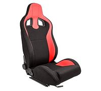 AutoStyle Sport seat 'MR' - Black Synthetic leather + Red Pine Fabric- Dual-side reclinable back-rest - incl. slides