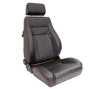 AutoStyle Sport seat 'Retro' - Black Synthetic leather + Red stitching - Dual-side reclinable back-rest - incl. slides