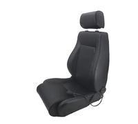 AutoStyle Sport seat 'Retro II' - Black Synthetic leather + Silver stitching - Dual-side reclinable back-rest - incl. slides