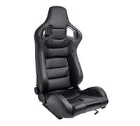 Sport seat 'RK' - Black Synthetic leather + SIlver stitching - Dual-side reclinable back-rest - incl. slides