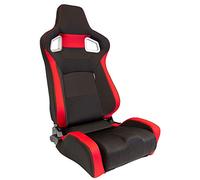 AutoStyle Sport seat 'RS6-II' - Black/Red Fabrics - Dual-side reclinable back-rest - incl. slides