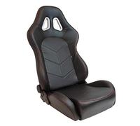 AutoStyle Sport seat 'TN' - Black Synthetic leather + Red stitching - Dual-side reclinable back-rest - incl. slides