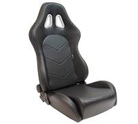 AutoStyle Sport seat 'TN' - Black Synthetic leather + Silver stitching - Dual-side reclinable back-rest - incl. slides