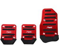 AutoSunShine 3 Pcs Car Styling Universal Aluminum Manual Transmission Non-Slip Metal Plastic Brake Foot Car Pedal Cover Set Kit (RED)