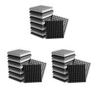 AutoSwan 36 Pack Self-Adhesive Sound Proof Foam Panels 2X12X12 Inch Pyramid Design Acoustic Foam,for Home Studio,Black + Gray