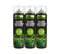 AutoTek Clear Lacquer Multi-Purpose Aerosol Spay Paint 500ml x3