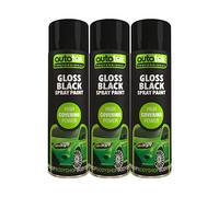 AutoTek Gloss Black Multi-Purpose Multi-Purpose Aerosol Spay Paint 500mlx3