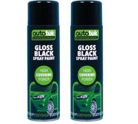 Autotek Gloss Black Spray Paint 500ml (Pack of 2)