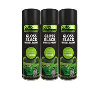 Autotek Gloss Black Wheel Multi-Purpose Spay Paint Tough Durable Finish 500ml x3
