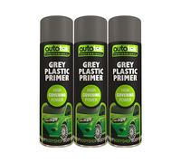 AutoTek Grey Plastic Primer Multi-Purpose Aerosol Spay Paint 500ml x3