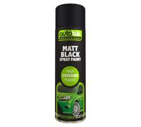 (Pack of 2) Autotek MATT BLACK 500ml Acrylic Formula Spray Paint For Plastic Metal Wood