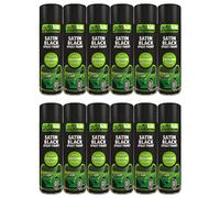AutoTek Satin Black Multi-Purpose Aerosol Spay Paint 500ml x12