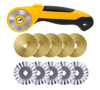 AUTOTOOLHOME 45mm Rotary Cutter Automatic Fabric Cutter 5pcs Titanium Replacement Blades 5pcs Pinking Rotary Blades with Safety Lock for Quilting, Sewing, Crafts