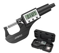 AUTOUTLET 0-25mm/0-1" Electronic LCD Digital Micrometer - Stainless Steel Hardened Measuring Head, Ratchet Mechanism, Auto Power-Off, Absolute/Relative Measurement Modes for Precision Work