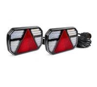 AUTOUTLET 122 LED Rear Lights Kit for Trailer 13 Poles, 12 V/24 V | E9, 7.5 m and 2.5 m cable, IP65 waterproof, integrated triangular reflector, multifunctional rear lights for caravans