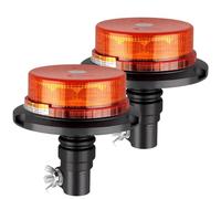 AUTOUTLET 2 x Orange Rotating LED Beacon 10 V-30 V Flash Beacon Flexible DIN Pole 12 LED 3 Lighting Modes Waterproof Dustproof for Police Fire Truck Ambulance