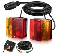 AUTOUTLET 7-Pin Trailer Light Kit Halogen Rear Tail Lamps - Waterproof IP65 Road-Legal E-Mark Wiring Harness with 7.5m Cable - Universal 12V Towing Lights for Trailers, Caravans & Boat Trailers