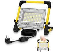 AUTOUTLET 70W LED Work Light, 6343LM 6500K Cool White, 3m Power Cord with On/Off Switch, IP66 Waterproof, 360° Adjustable, Energy-Efficient, for Outdoor & Construction Use
