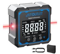 AUTOUTLET Digital Level Box Angle Finder 4x90° High Accuracy ±0.1° Electronic Laser Angle Gauge Type-C Rechargeable 4-Side Magnetic for Woodworking Carpentry Construction DIY Workshop