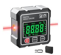 AUTOUTLET Digital Level with Laser, 4-Side Magnetic Digital Angle Gauge, Rechargeable Angle Finder with Backlight Display, ±0.1° Accuracy, Smart Measurement Functions for Tile, Picture Hanging